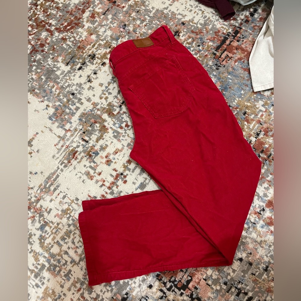 Lands End Mid Rise Straight Corduroy (Red) (6)